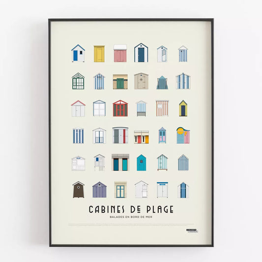 Affiche La majorette à moustache " Cabines de plage "