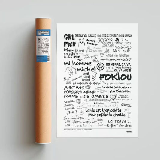 Affiche La majorette à moustache " Graffitis de toillettes "