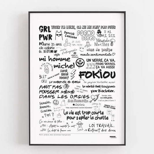 Affiche La majorette à moustache " Graffitis de toillettes "