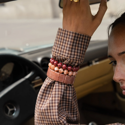 Bracelet élastique Naëla – perles ovales colorées & acier inoxydable | Bohm Paris