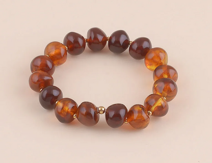 Bracelet élastique Naëla – perles ovales colorées & acier inoxydable | Bohm Paris