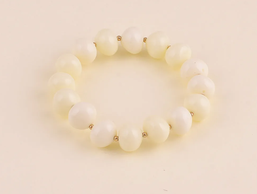 Bracelet élastique Naëla – perles ovales colorées & acier inoxydable | Bohm Paris