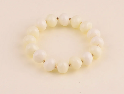 Bracelet élastique Naëla – perles ovales colorées & acier inoxydable | Bohm Paris