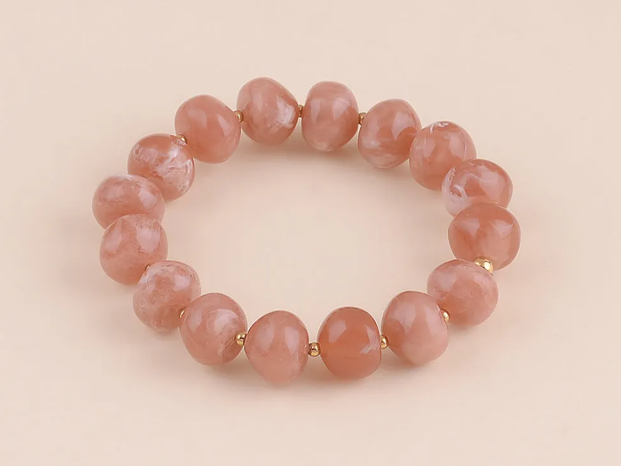 Bracelet élastique Naëla – perles ovales colorées & acier inoxydable | Bohm Paris