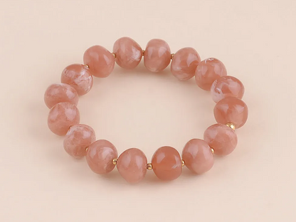 Bracelet élastique Naëla – perles ovales colorées & acier inoxydable | Bohm Paris