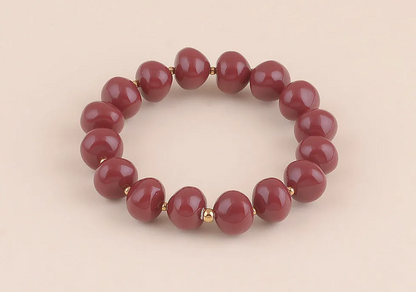 Bracelet élastique Naëla – perles ovales colorées & acier inoxydable | Bohm Paris