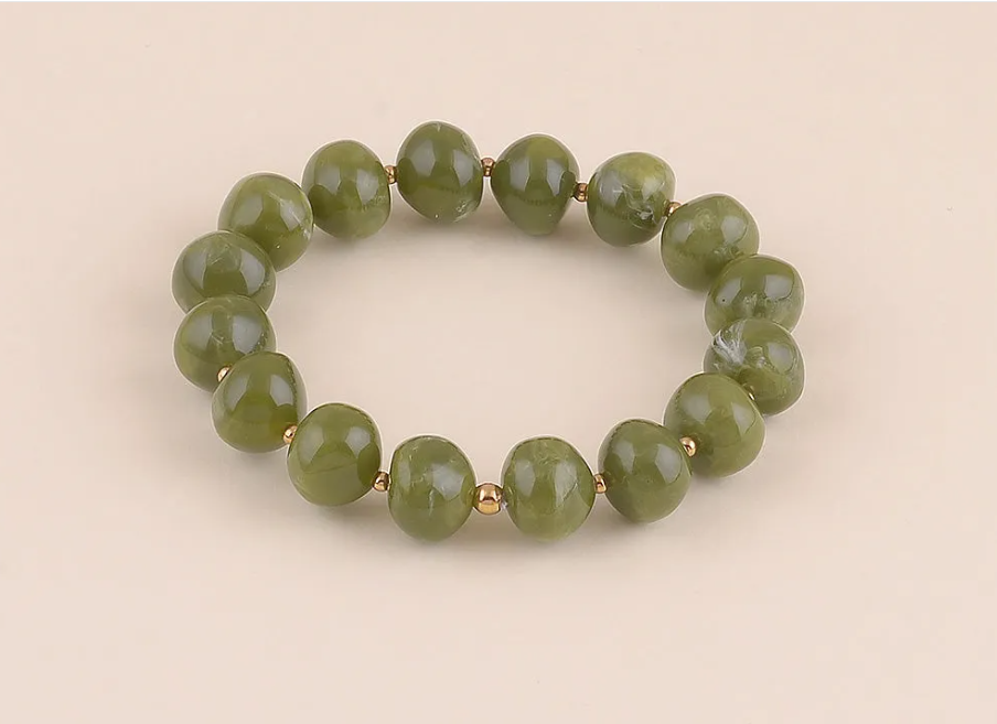 Bracelet élastique Naëla – perles ovales colorées & acier inoxydable | Bohm Paris