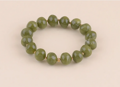 Bracelet élastique Naëla – perles ovales colorées & acier inoxydable | Bohm Paris